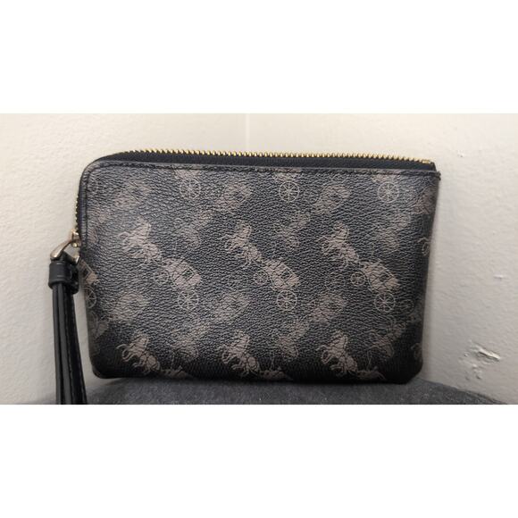 Coach corner zip black gray carriage wristlet wallet - Picture 2 of 11